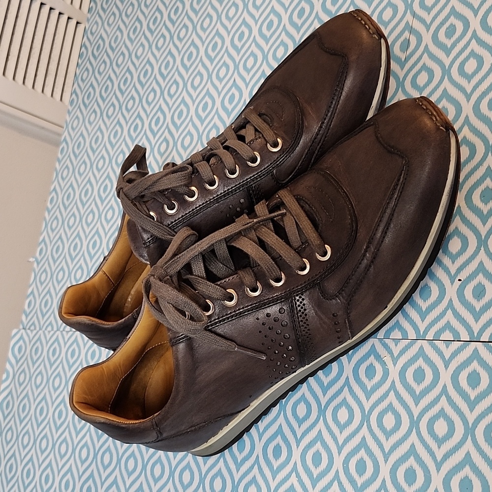 Magnanni Cristian Grey Leather Lace Up Sneakers 15745 Men’s Size 9 M Portugal